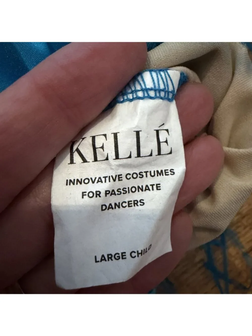 Kelle Costumes Large Child Blue Jazz Tap Musical Theater Feathers Rhinestones